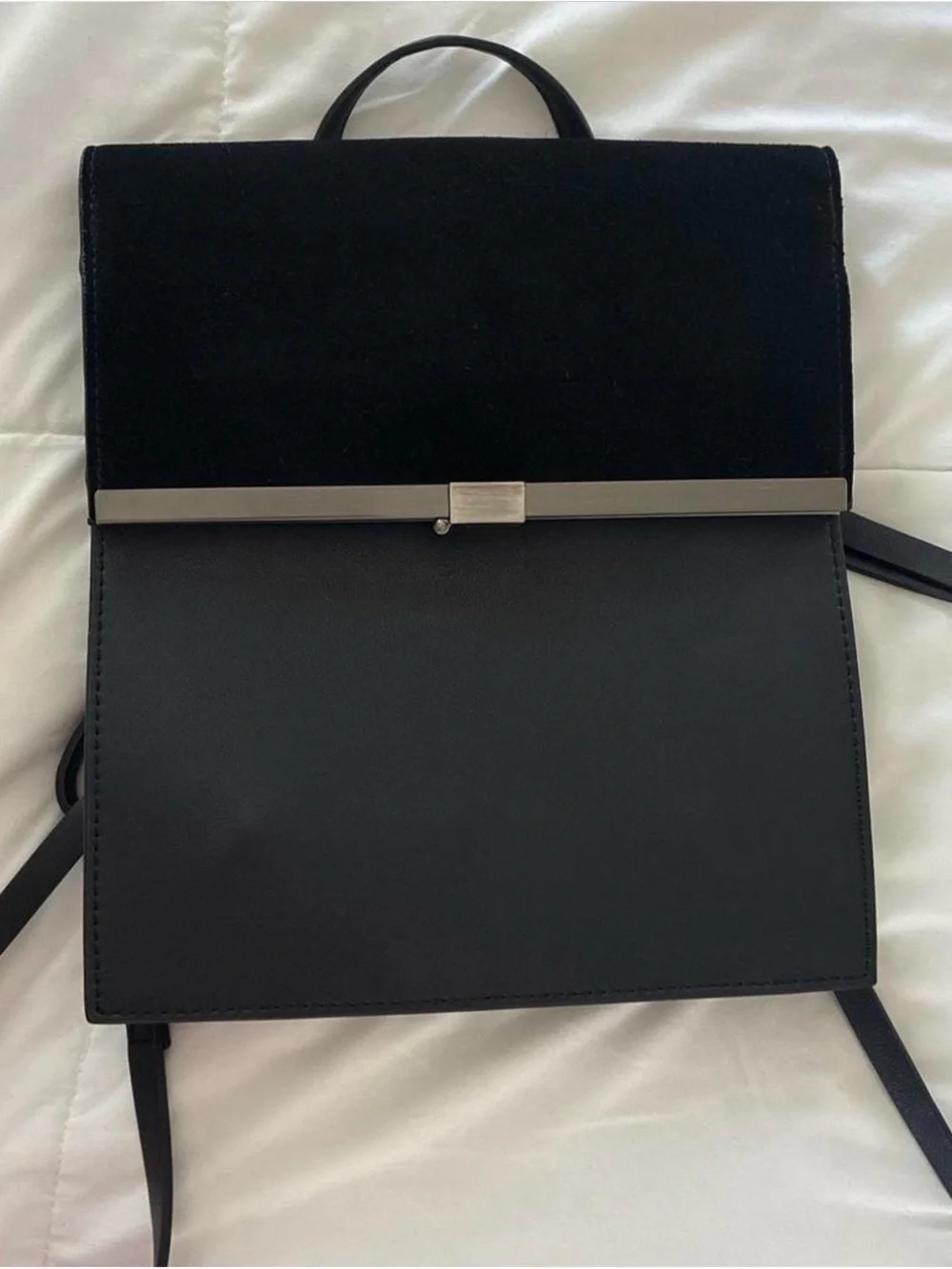 Zara Black Backpack in Suede and Leather